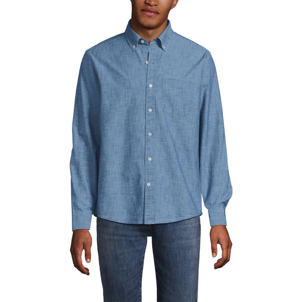 Men's Long Sleeve Chambray Shirt | Lands' End