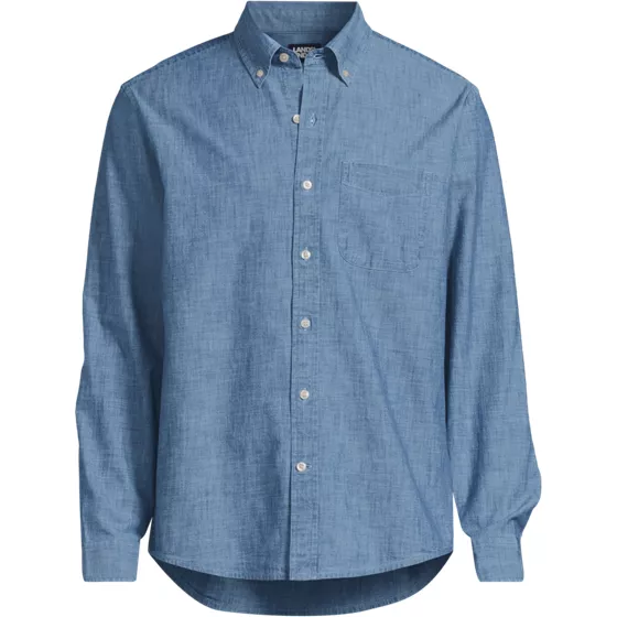 Men's Big and Tall Long Sleeve Chambray Shirt - primary