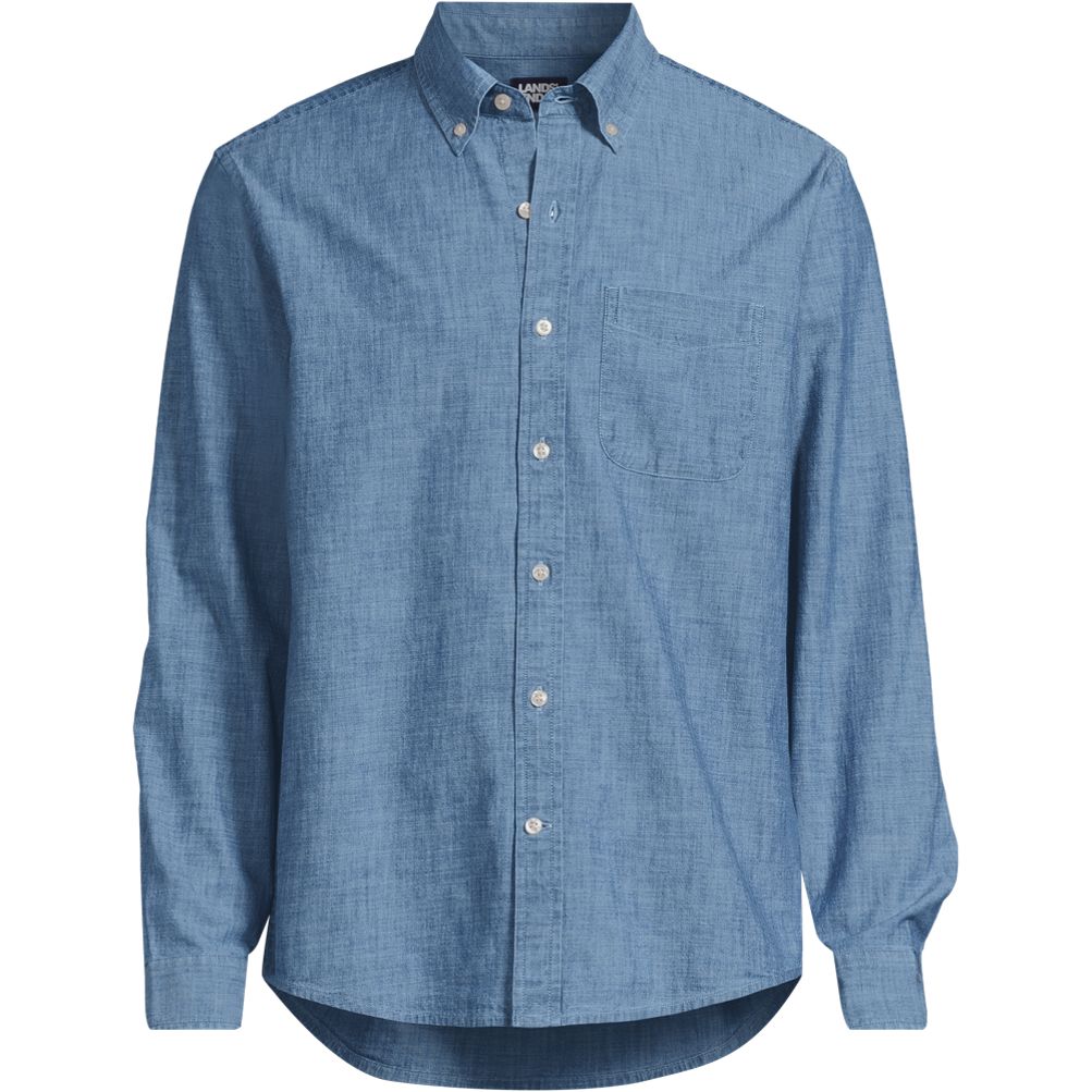Men's Long Sleeve Chambray Shirt | Lands' End