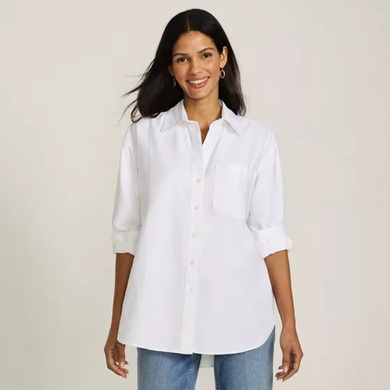 Women's Oversized Oxford Button Front Shirt - primary