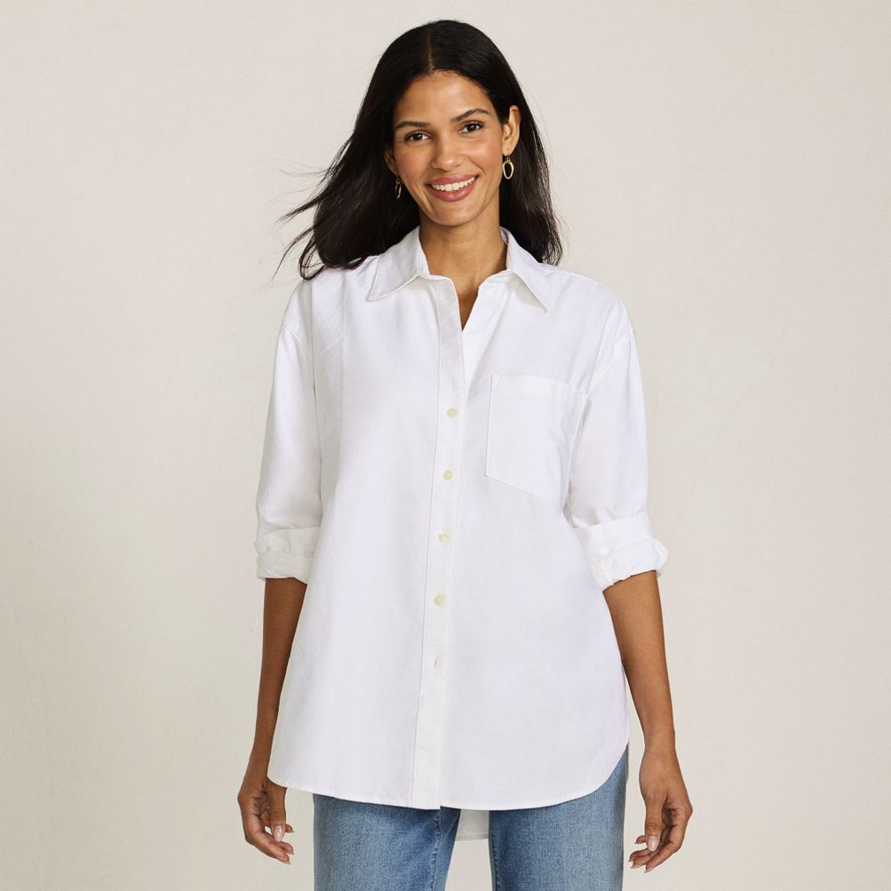 Women's Oversized Oxford Button Front Shirt | Lands' End