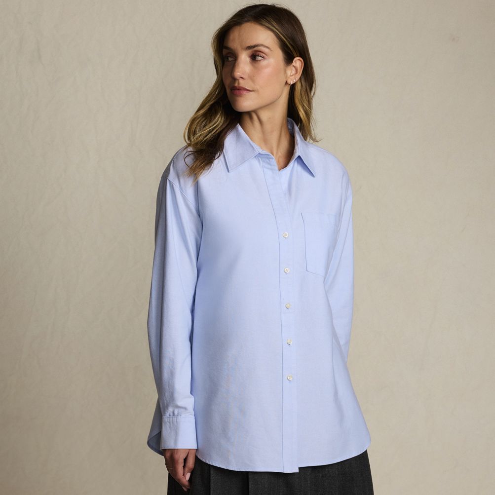 Women's Oversized Oxford Button Front Shirt | Lands' End