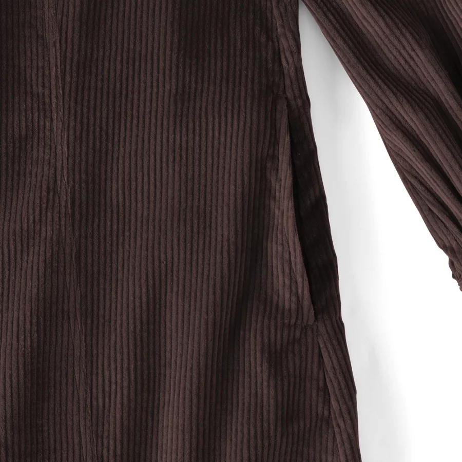 Women's Wide Wale Cord Popover Long Sleeve Shirt Dress view 4