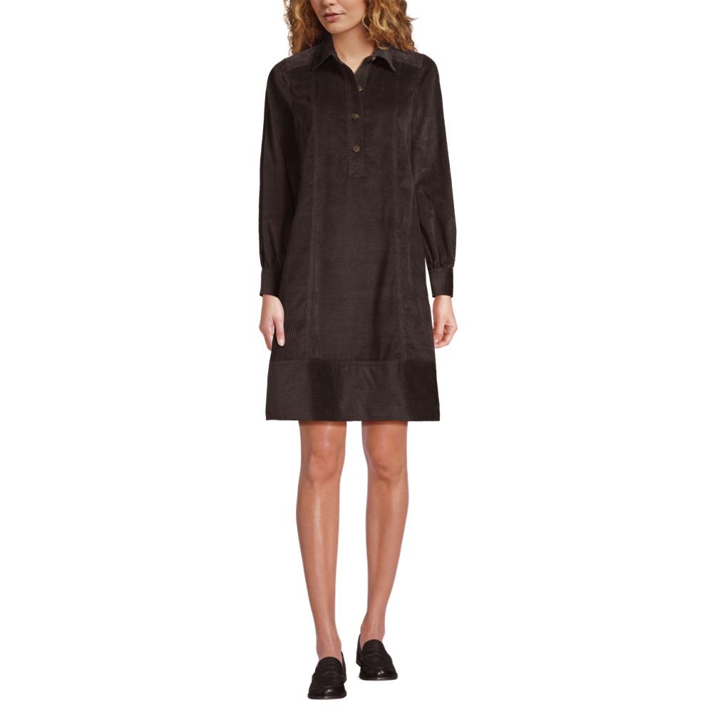 Women's Wide Wale Cord Popover Long Sleeve Shirt Dress | Lands' End