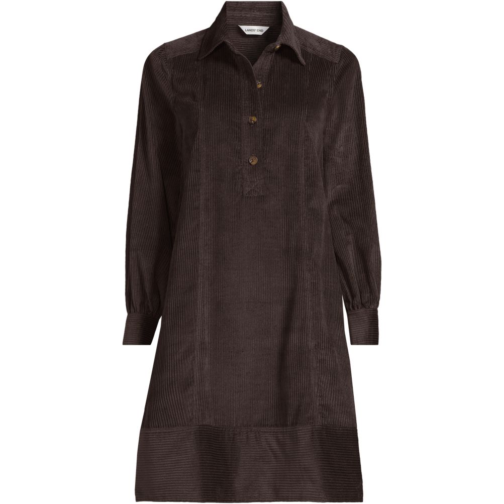 Women's Wide Wale Cord Popover Long Sleeve Shirt Dress | Lands' End