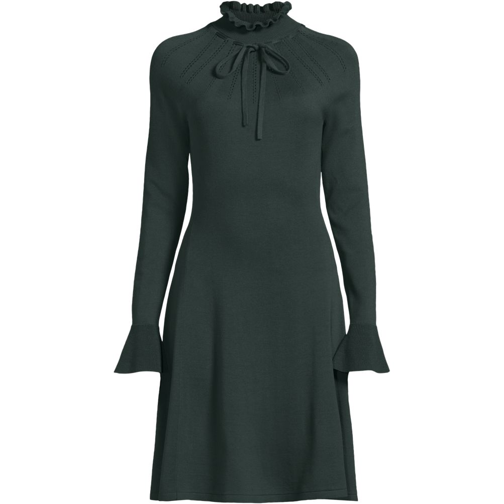 Women's Fine Gauge Cotton Fit and Flare Sweater Dress | Lands' End