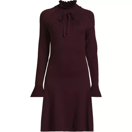 Women's Fine Gauge Cotton Fit and Flare Sweater Dress - primary