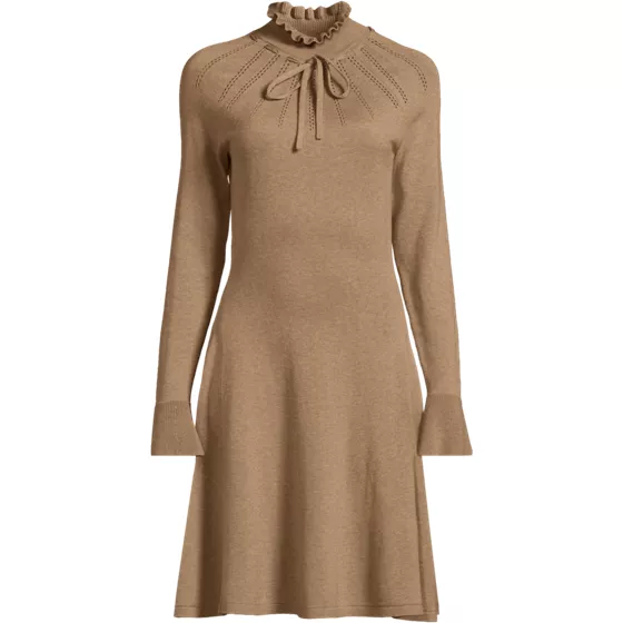 Women's Fine Gauge Cotton Fit and Flare Sweater Dress - primary