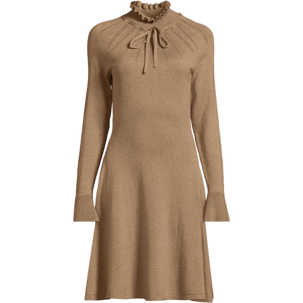 fine knit sweater dress Women's Gauge Cotton Fit and Flare sku_KD14843-White-FO