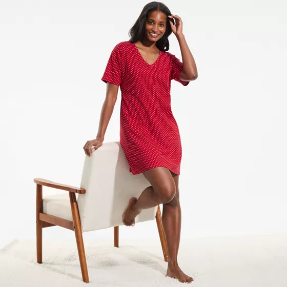 Women's Cotton Interlock Relaxed Above the Knee Nightgown - primary