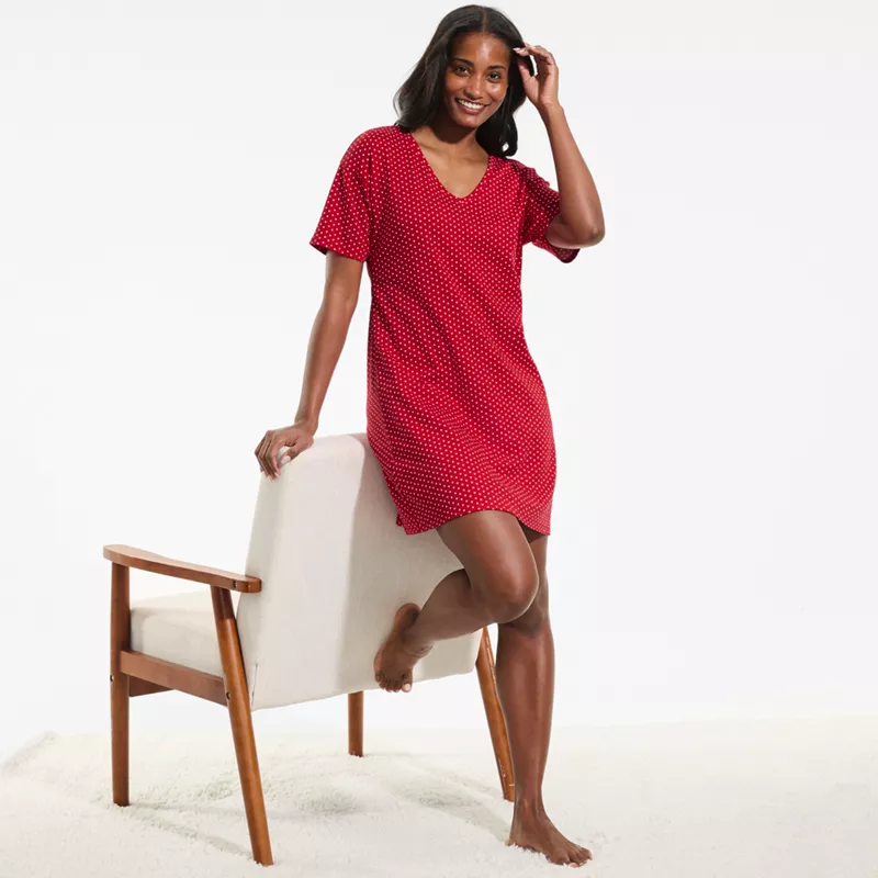 Women's Cotton Interlock Relaxed Above the Knee Nightgown, alternative image