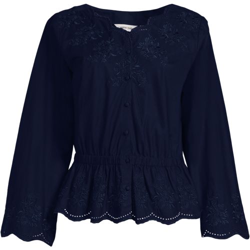 Women's Embroidered Poplin Long Sleeve Blouse - image 4