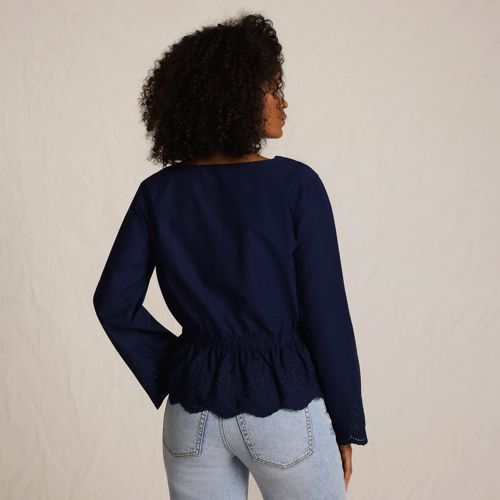 Women's Embroidered Poplin Long Sleeve Blouse - image 2