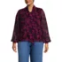 Women's Plus Size Chiffon Removable Tie Neck Blouse, Front