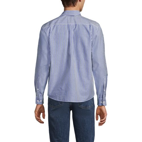  Lands' End Gemustertes Popeline-hemd Mit Langen ärmeln, Herren, Größe:44-46 Regular, Blau, Baumwolle, By Lands' End 