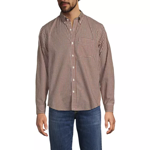 Men's Long Sleeve Pattern Poplin Shirt, Front