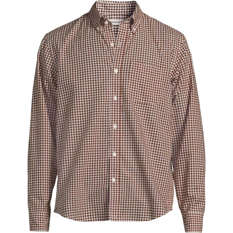Men's Big Long Sleeve Easy Fit Poplin Shirt, Front