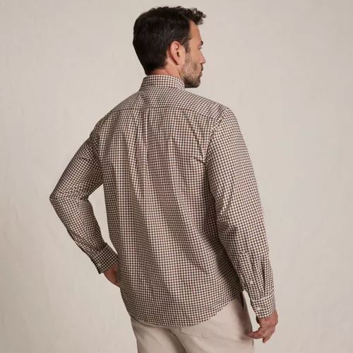 Men's Long Sleeve Pattern Poplin Shirt, Back