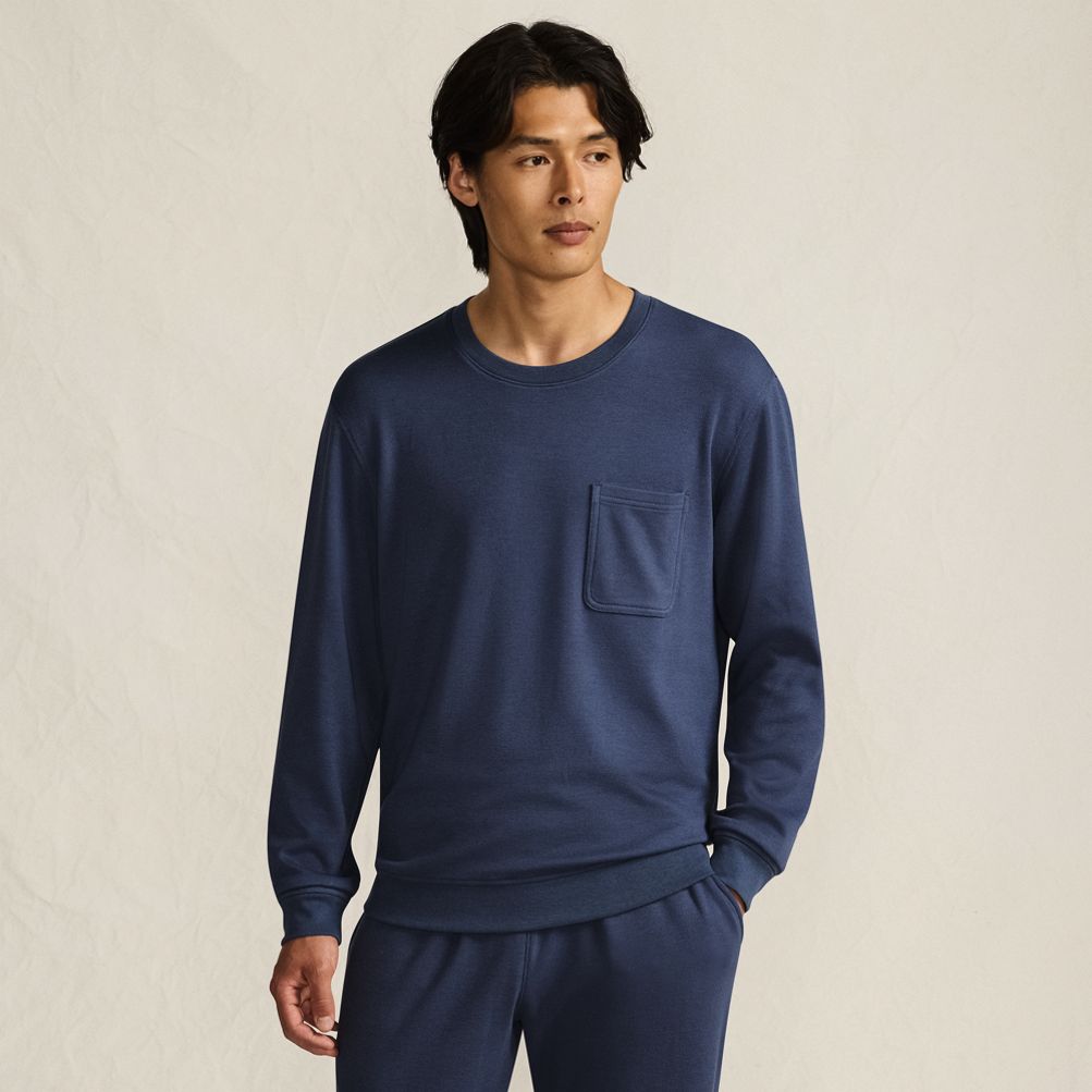 Men's Long Sleeve Brush Back Crew | Lands' End