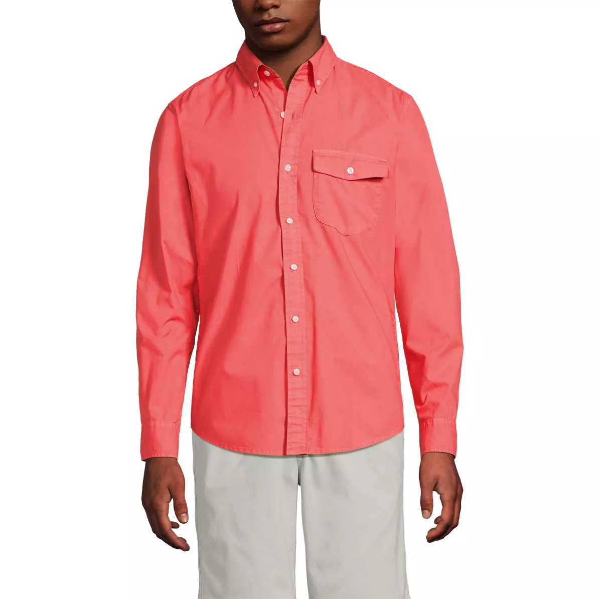 Men's Long Sleeve Solid Poplin Shirt