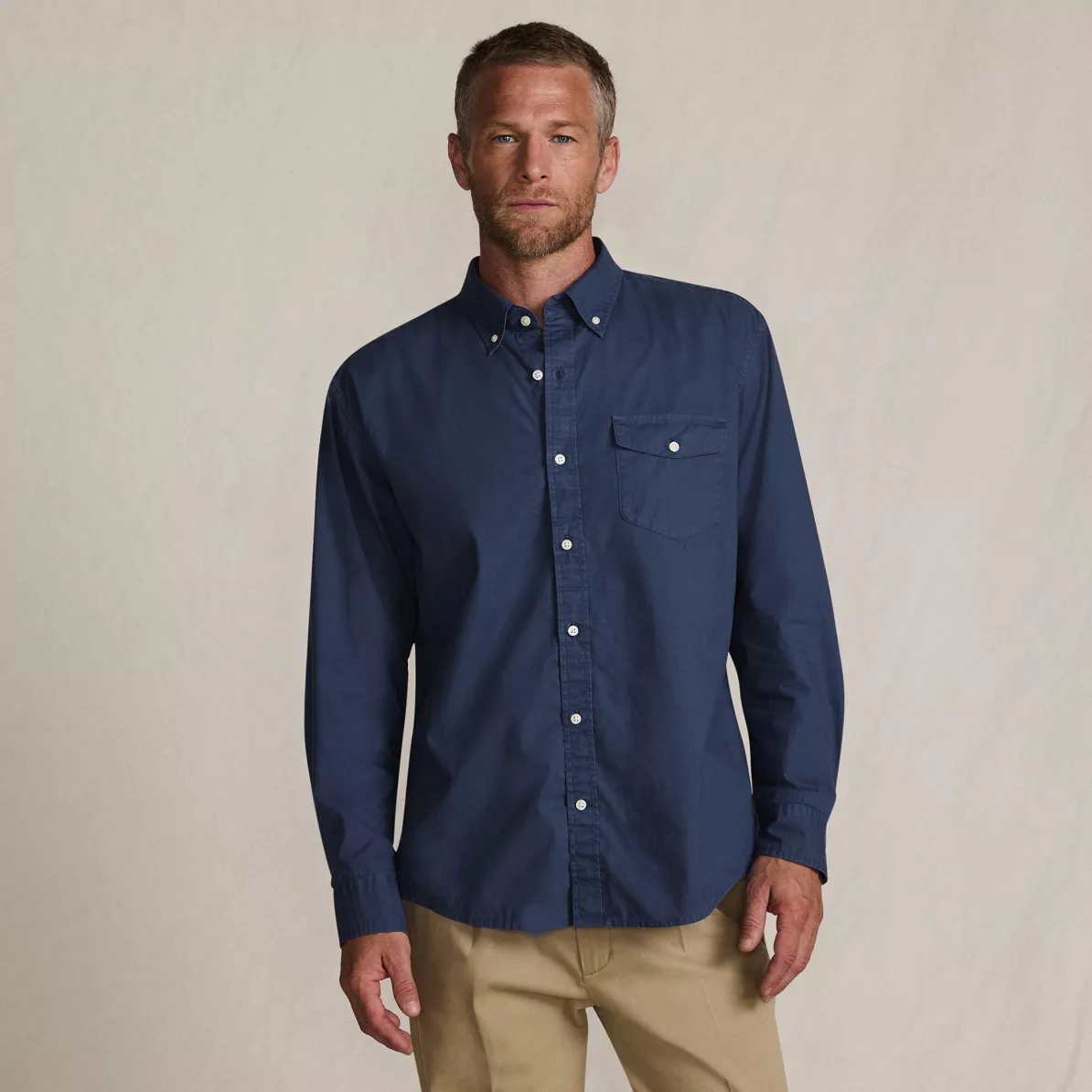 Men's Long Sleeve Solid Poplin Shirt