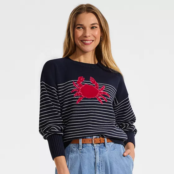 Women's Cotton Drifter Novelty Jacquard Crew Neck Sweater - primary