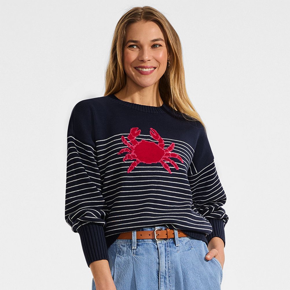 Women's Cotton Drifter Novelty Jacquard Crew Neck Sweater | Lands' End
