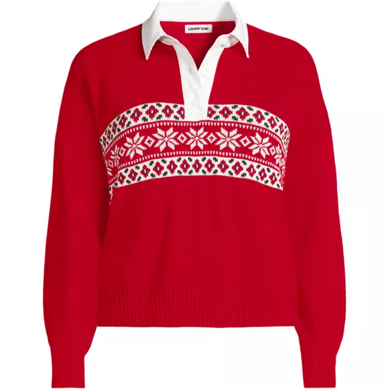 Women's Drifter Jacquard Rugby with Woven Collar Sweater - primary