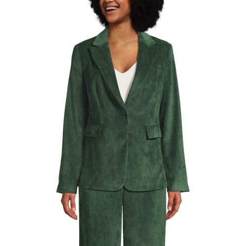  Lands' End Stretchcord-blazer, Damen, Größe:34 Regular, Grün, Polyester/nylon/polyester-mischung, By Lands' End 