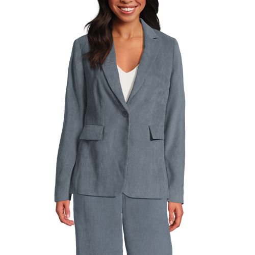  Lands' End Stretchcord-blazer, Damen, Größe:34 Regular, Grau, Polyester/nylon/polyester-mischung, By Lands' End 