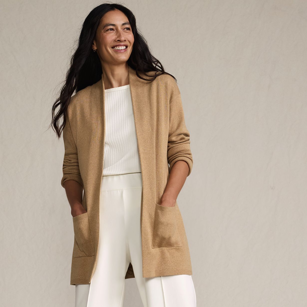 Women's Cotton Half Milano Open Cardigan Sweater