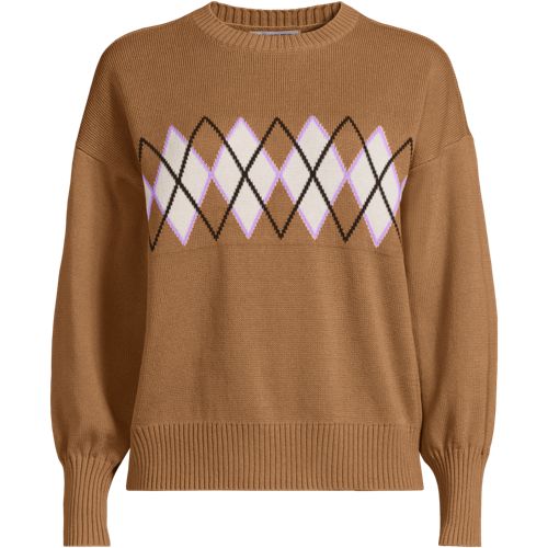 Women's Cotton Drifter Argyle Crew Neck Sweater, Front