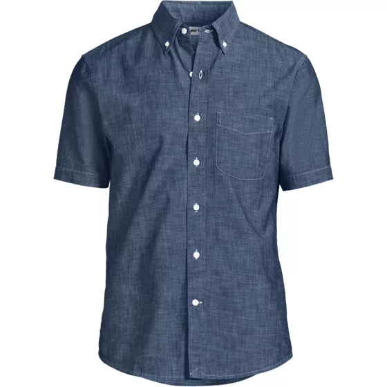 Men's Tall Short Sleeve Easy Fit Chambray Shirt - primary