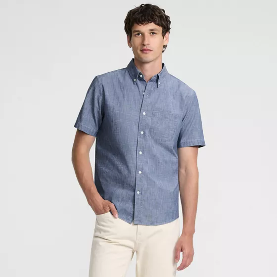 Men's Short Sleeve Easy Fit Chambray Shirt - primary