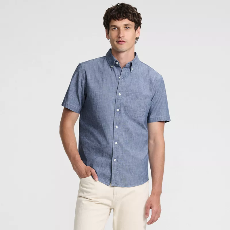 Men's Short Sleeve Easy Fit Chambray Shirt, alternative image