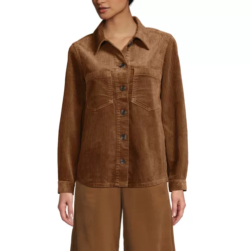 Women's Wide Wale Corduroy Shirt Jacket, Front