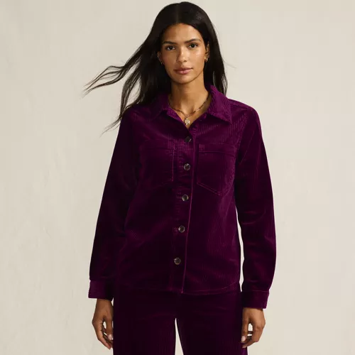 Women's Wide Wale Corduroy Shirt Jacket, Front