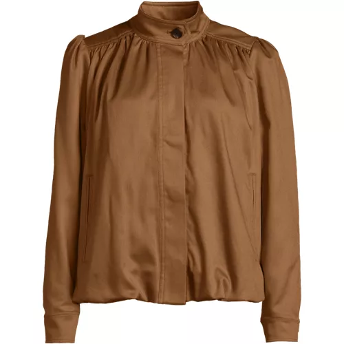Women's Drapey Twill Bubble Hem Jacket, Front