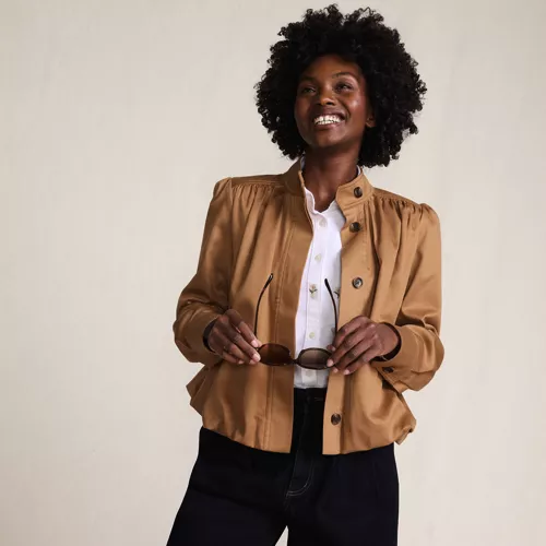 Women's Drapey Twill Bubble Hem Jacket, alternative image
