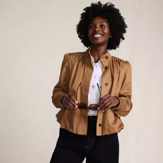 Women's Drapey Twill Bubble Hem Jacket - primary
