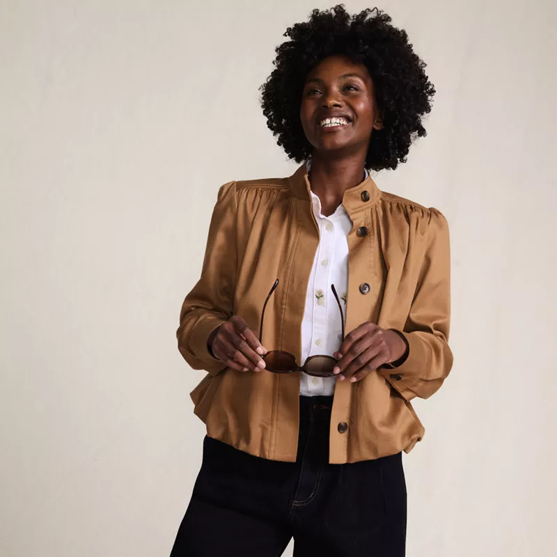 Women's Drapey Twill Bubble Hem Jacket, alternative image