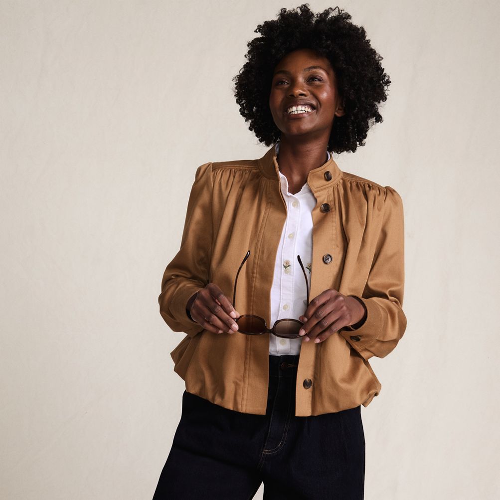 Women's Drapey Twill Bubble Hem Jacket | Lands' End