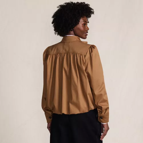 Women's Drapey Twill Bubble Hem Jacket, Back