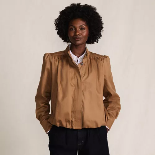 Women's Drapey Twill Bubble Hem Jacket, Front