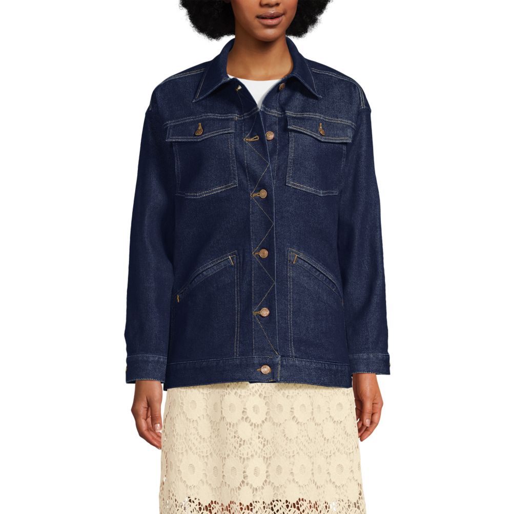 Women's Oversized Denim Trucker Jacket | Lands' End