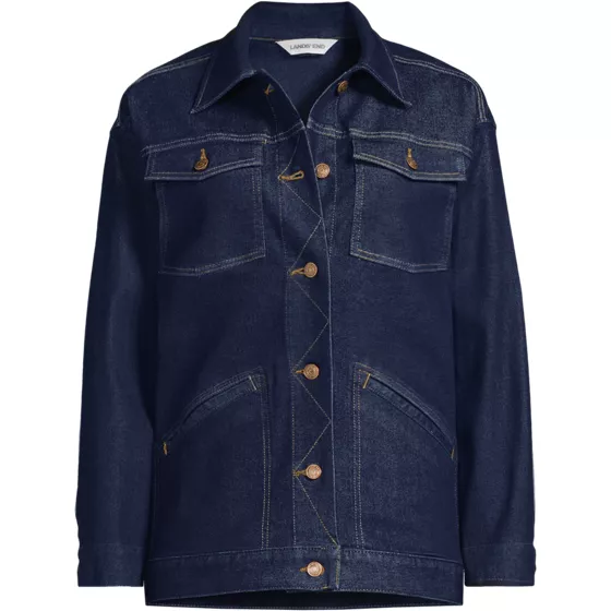 Women's Plus Size Oversized Denim Trucker Jacket - primary