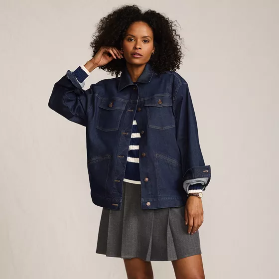 Women's Oversized Denim Trucker Jacket - primary