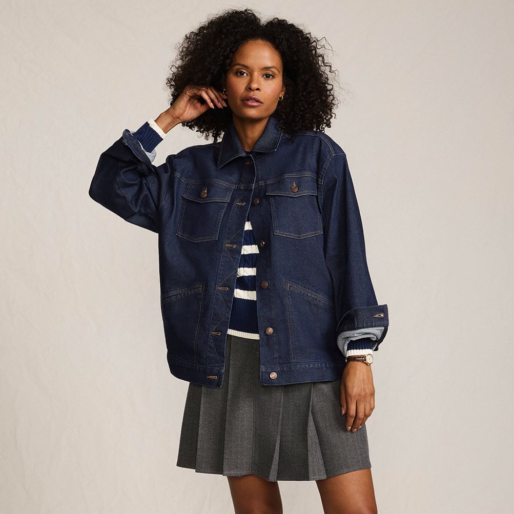 Women's Oversized Denim Trucker Jacket | Lands' End
