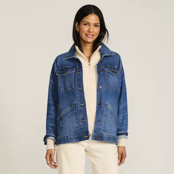 Women's Oversized Denim Trucker Jacket - primary