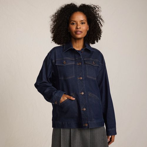  Lands' End Trucker-jeansjacke, Oversized, Damen, Größe:32-34 Regular, Blau, Baumwoll-mischung/polyester-mischung, By Lands' End 